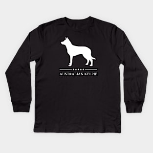 Australian Kelpie White Silhouette Kids Long Sleeve T-Shirt